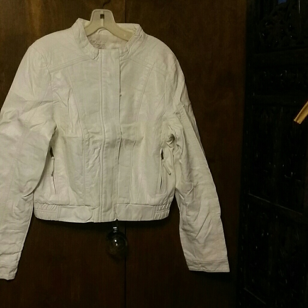 NWT ARDEN B White Leather MC Jacket - XL